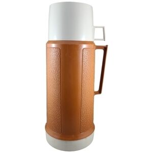 THERMOS King-Seeley Vacuum  Bottle Large Vintage Picnic Travel Coffee Mug Orange